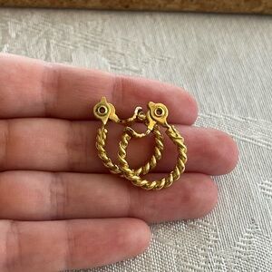 Vintage Gold Tone Twisted Hoop Clip On Earrings